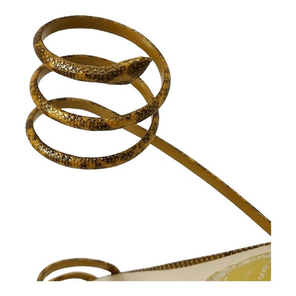 Rene Caovilla Cleo Snakeskin Wrap Flat Sandals In Beige Karung 36/6. - Picture 8 of 14